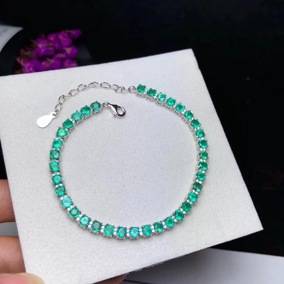 Recommond очаровательный зеленый изумруд браслет для женщин серебряные ювелирные изделия День рождения Юбилей Подарок натуральный драгоценный камень Хороший цвет подарок