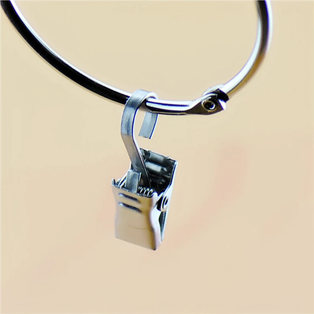 

Hot Sale 10pcs Shower Curtain Clips Heavy Duty Silver Hook Spring Clamps Hanger Clips Glider Peg Pins