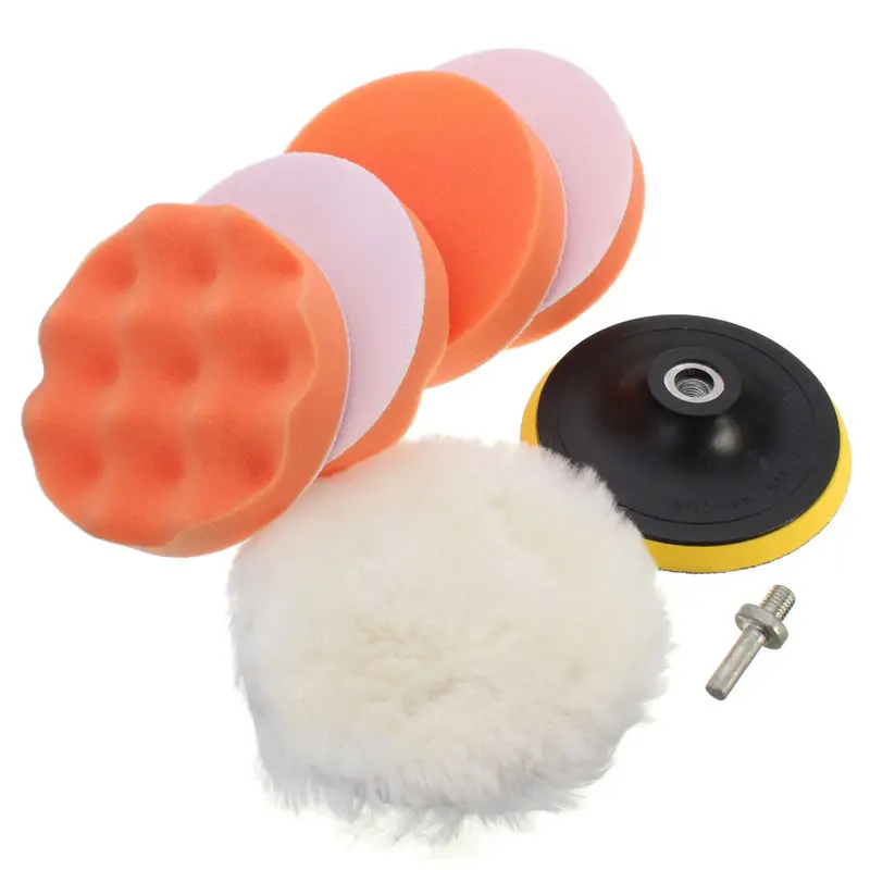 7pcs 5 inch Buffing Pad Auto Car Polishing sponge Wheel Kit With M10