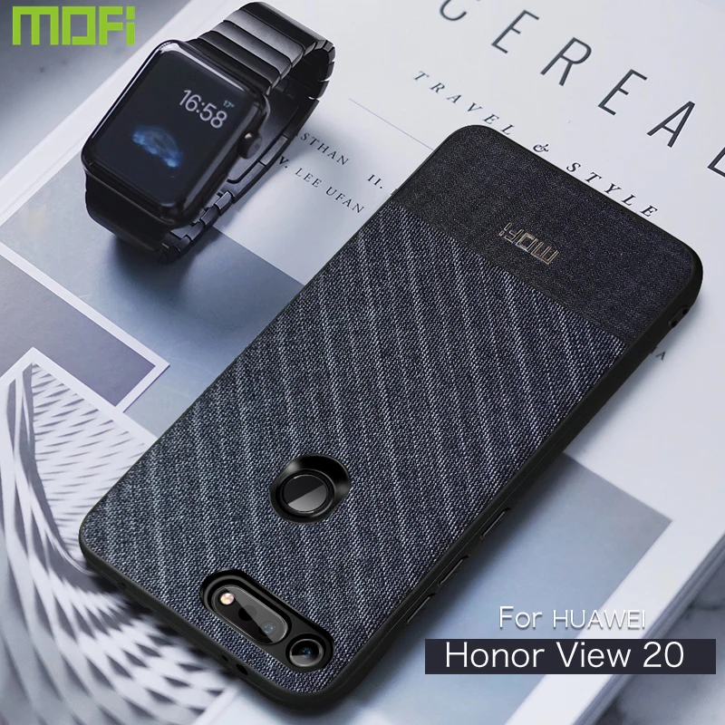 

For Huawei Honor View 20 Case Mofi Honor V20 Case Back Cover Suit Fabrics Cotton Cloth Suit Honor View20 Case Dark 6.4