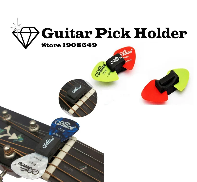 1pc New Guitar HeadStock Pick Holder Rubber +2 FREE Picks