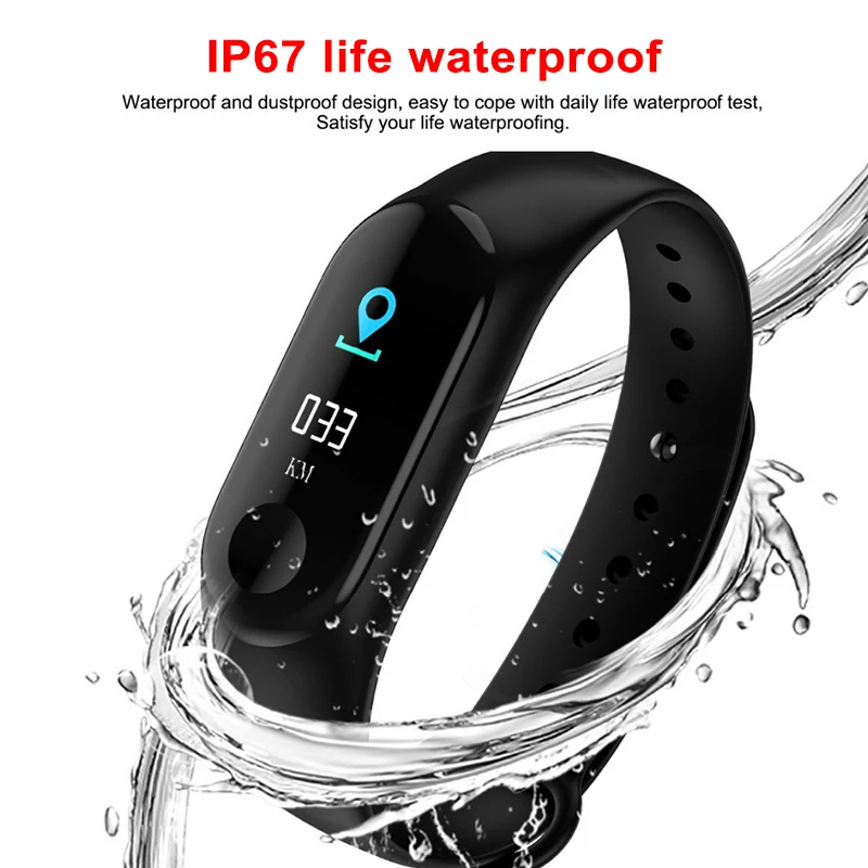 

Fitness Tracker M3 Blood Pressure & Heart Rate Monitor Colorful Touch Screen Smart Band Wristband Step Counter Smart Watch Band