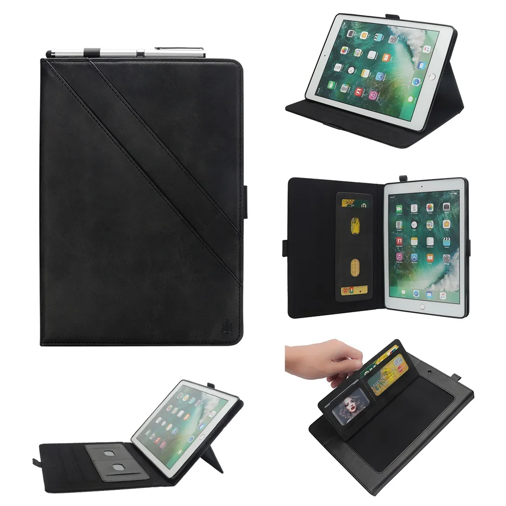 

Luxury PU Leather Flip Case For iPad Air 2 Wallet Pouch Sleeve Tablet Cover For iPad Pro 9.7 2018 2017 Case Card Slots EEMIA