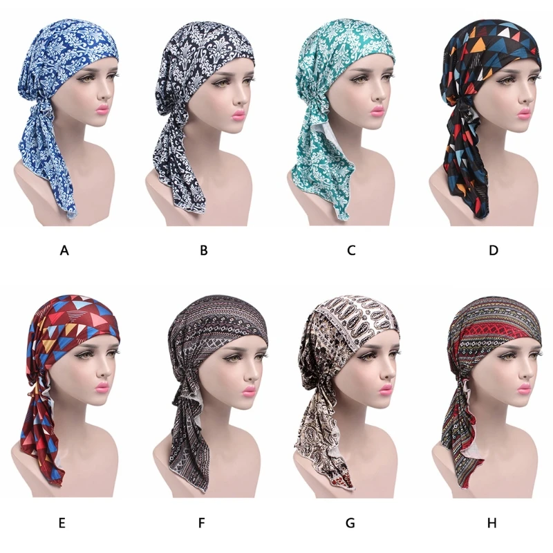 

Women's Chemo Hat Pre Tied Turban Head Scarves Headwear Beanie Coverings Summer