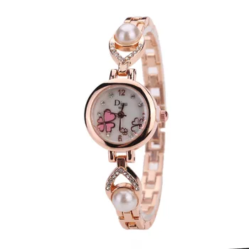 Fashion Women Gold Watches Pearl Decoration Bracelet Watch Classic Alloy Wristwatch Ladies Dress Watches New Quartz Watch bgg brand women bracelet watch new arrival simple style ladies casual wristwatch ladies quartz gold watch female dress watches