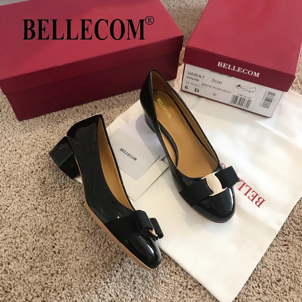 

Bellecom 2009 Summer and Autumn New Mid-heel Round Head Leather Women's Shoes Shallow Painted Leather Butterfly Knot Single Shoe