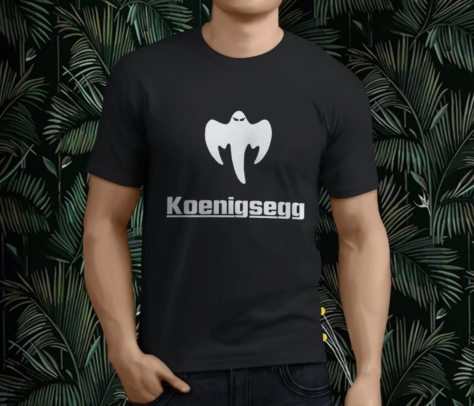 Koenigsegg Ghost Logo Supercar Men's Black T-Shirt Size S to 3XL