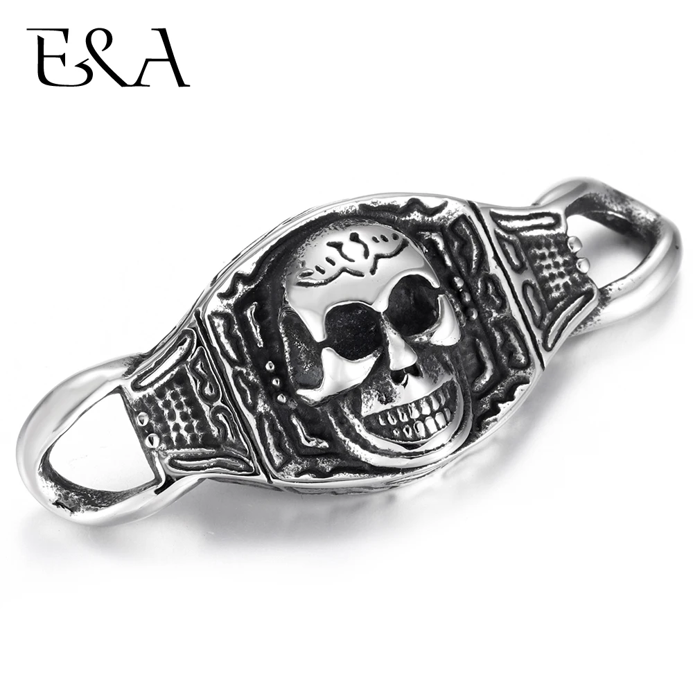 

Stainless Steel Connectors Curved Skull 1/1 Loop for DIY Punk Bracelet Making Findings Jewelry Connect Parts Supplies 52*20*8mm