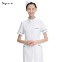 Белые лабораторные халаты с круглым вырезом короткий рукав тонкая медицинская форма медицинский Халат Женское пальто доктора Клиническая униформа медсестры