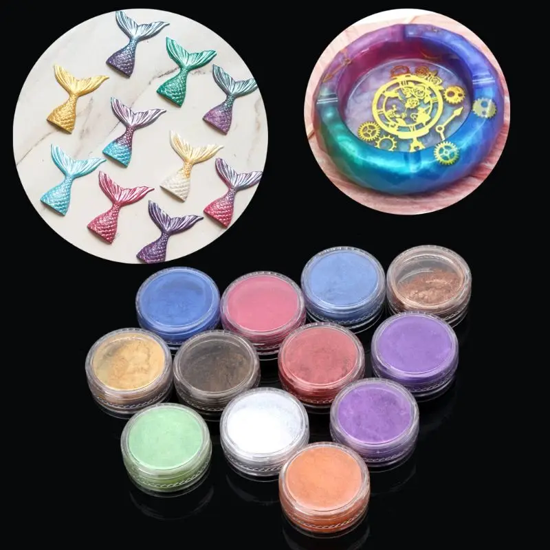 

12 Box Slime Dye Powder Mica Pearl Pigment Colorants Soap Candle Resin Jewelry