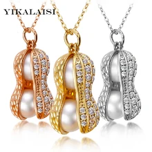 YIKALAISI ювелирные изделия из стерлингового серебра 925 пробы для жемчужное ожерелье для женщин ювелирные изделия из натурального пресноводного жемчуга Подвески «арахис» подарок