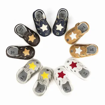 

new Toddle BabyGirl White Star Sandal Shoes PU Infant BabyGirl Boy Shoes Soft Bottom Crib Anti-slip Summer Shoes 0-12M M