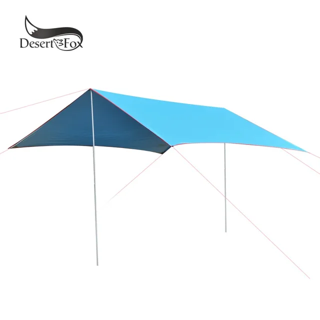 Desert&Fox Waterproof Outdoor Awning Hammock Tarp Rain Fly Lightweight Camping Tent Sun Shelter for Tourism Hiking Beach Pergola Blue