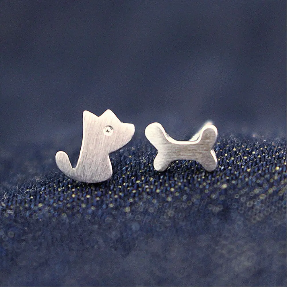 1 пара, милые асимметричные серьги-гвоздики с узором в виде собачьей кости для женщин и девушек, модные ювелирные изделия, серьги-гвоздики в подарок