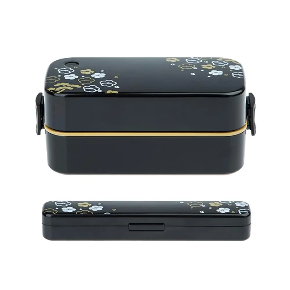 

Japanese-style Microwave Oven Heating Double-layer Bento Box Three-compartment Partition Rectangular Plastic Lunch Box Set