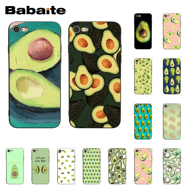 

Babaite Cute Avocado Food Pattern Black Soft Shell Phone Case for iPhone 8 7 6 6S Plus X XS MAX 5 5S SE XR Cover