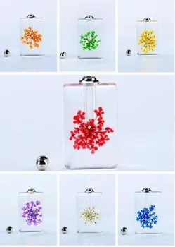 

100pcs screw cap Real natural dried flower vial pendant perfume Essential oil bottle pendant name on rice necklace jewelry gift