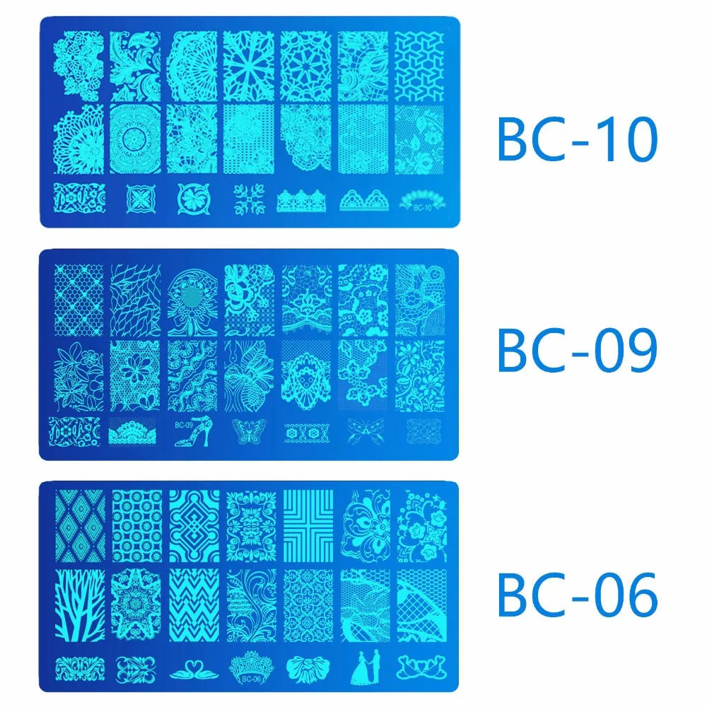 biutee 5pcs nail stamping plates 1 stamper 1 scraper lace flower