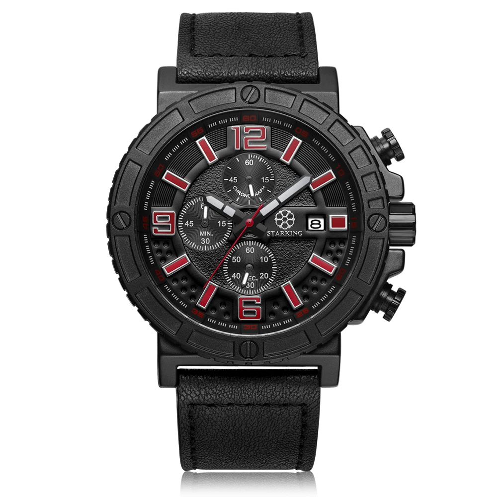 

Sport Waterproof Men Wristwatch Stainless Steel Stylish Genuine Leather Date Display Full Chronograph Function Quartz Watches