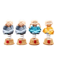4 pc/set Bobbleheads Resina Boneca Figura Monges Encantos Pingente de Buda Maitreya Figura Presente Enfeites de Mesa Carro Auto Car Styling