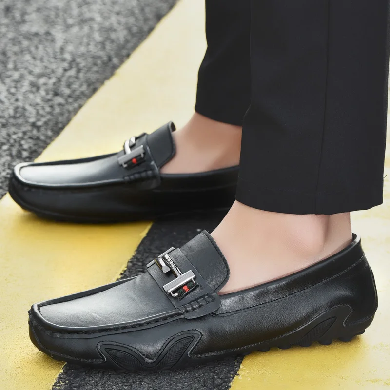 

Fashion Soft Genuine Leather Men Loafers New Handmade Casual Shoes Men Moccasins For Men comfortable Leather Flats Shoes w5