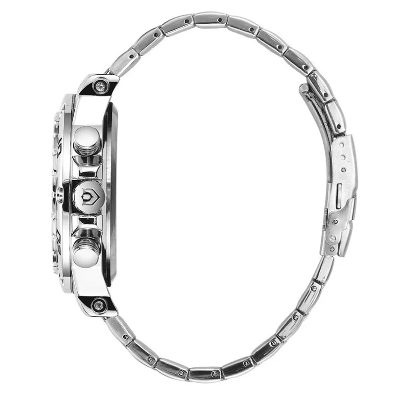 WEIDE Dual Display LCD Backlight Watch Men Stainless Steel Sport Leisure Business Wristwatch Quartz Wristwatches Multifunctional