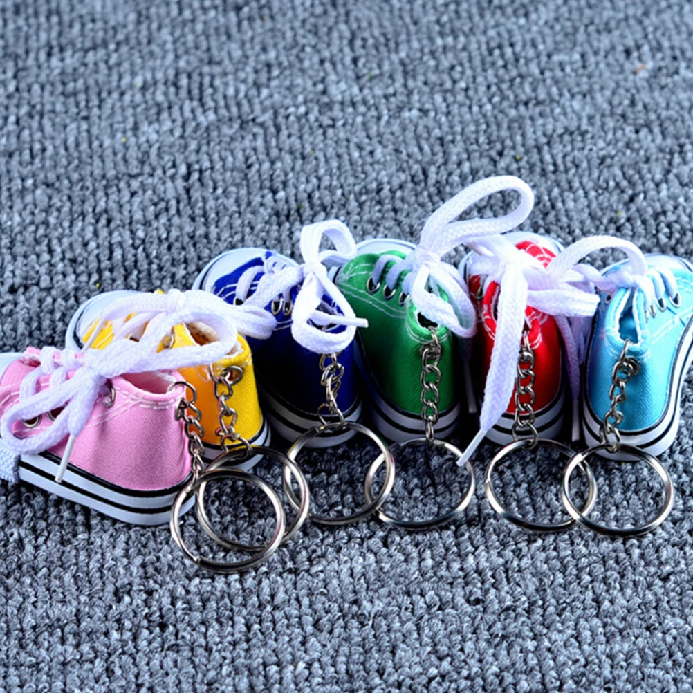 Hi Top Canvas Sneaker Tennis Shoe Keychain Blue Pink Black White Sports