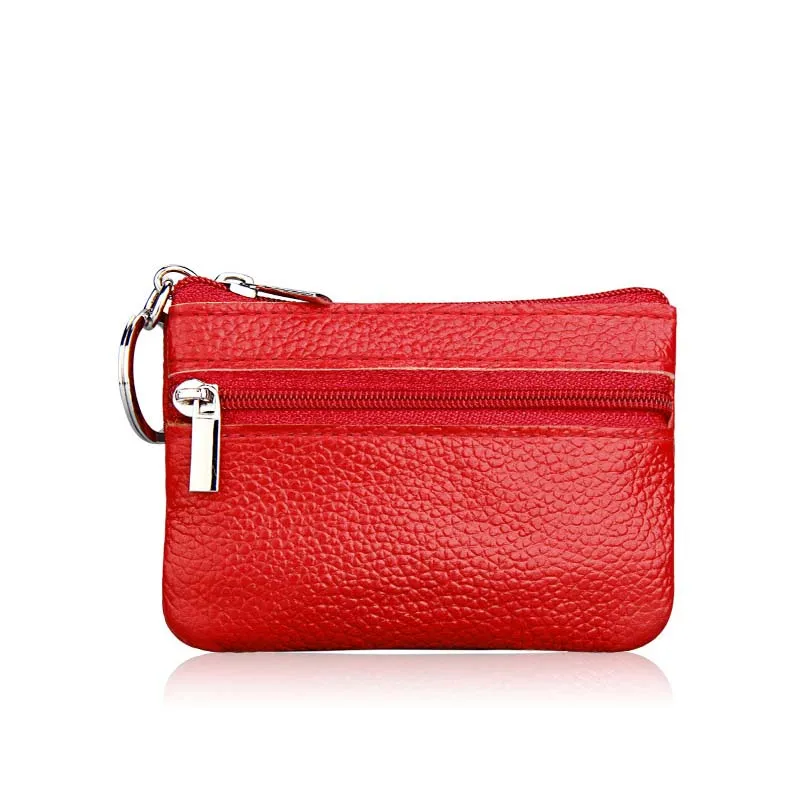 

Genuine Cow Leather Short Unisex Mini Wallets Korean Solid Zipper Small Key Change Purses Card Horder Coin Pocket Bags