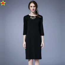L-5XL плюс размеры повседневное для женщин платья для осень г. модная упаковка бедра тонкий платье 3/4 рукав элегантное очень