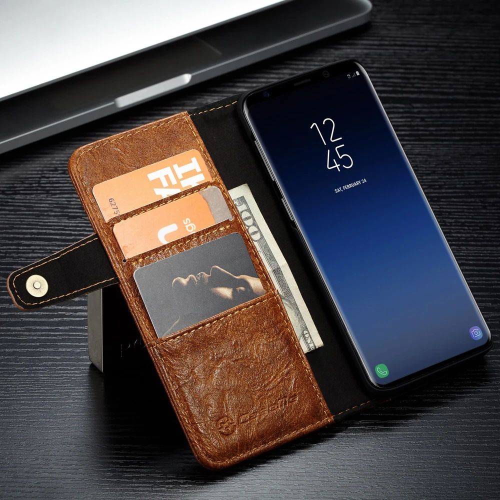Бумажник карты карман флип чехол телефона для samsung Galaxy S9 G960F случае Coque CaseMe люкс Ретро из искусственной кожи случаях ПК задняя крышка