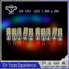 2017 New 20pcs/Lot 1.5W&3W& G4 Base 24 LED Bulb Lamp High Power SMD3014 220V / 12V White/Warm White Light 360 Degrees Beam Angle