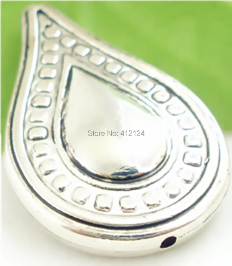 300Pcs Spacer Beads Teardrop Acrylic CCB Plastic Dot Silver Tone 25x16mm