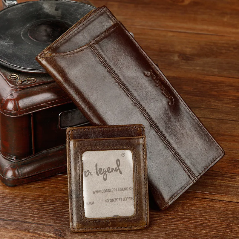 

Cobbler Legend 2019 Genuine Leather Wallet Men Purse Long Designer Cash Card Holder Clutch Bag Coin Pocket Vintage Male Wallet