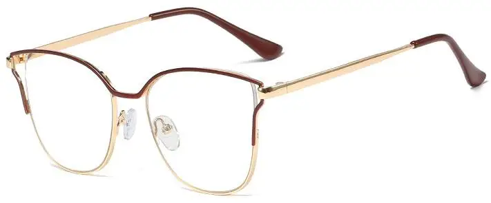 Модные прозрачные очки кошачий глаз, металлическая полая рама, женские очки, художественный стиль, оправа для очков - Цвет оправы: C7 red clear