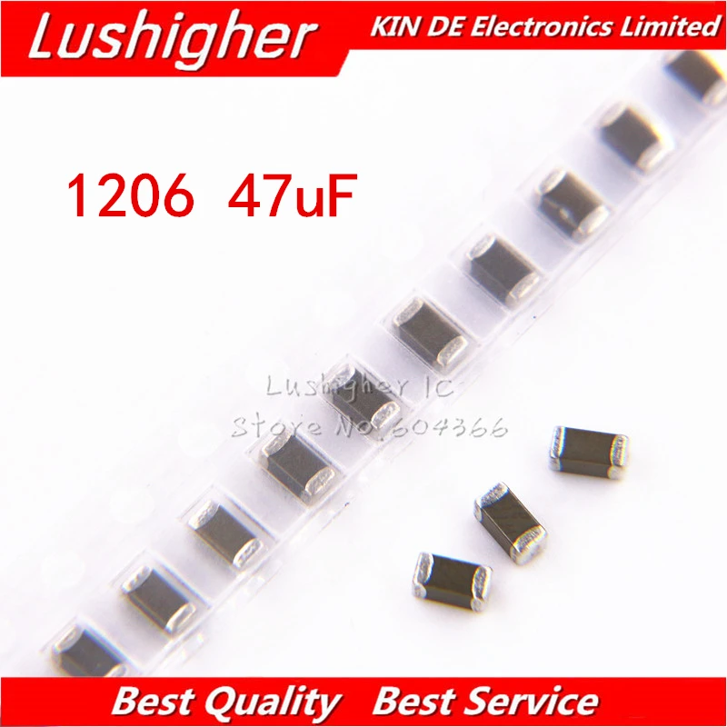 100 шт. керамические конденсаторы 1206 47 мкФ 476K 476 100V X7R 10% SMD  Электронные компоненты