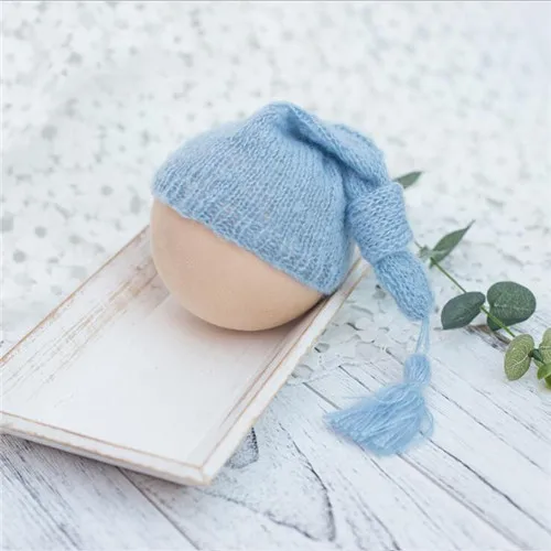 Light blue Новорожденных Подставки для фотографий крючком Детские фото наряды детская шапка с хвостом кисточкой узел фотографические реквизит для фотосессии идеи - Цвет: Light blue