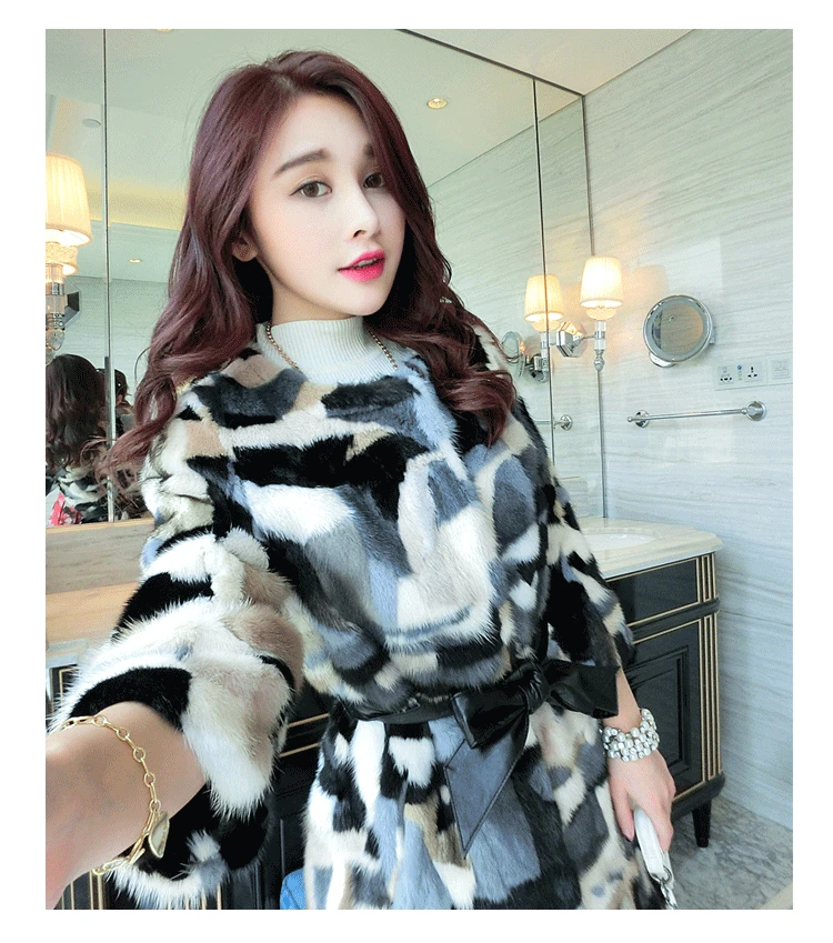 Top 2019 New Arrival Patchwork Mixed Colors True Natural Real Mink Fur Coat Genuine Mink Fur Jakcet FREE SHIPPING JN479 3
