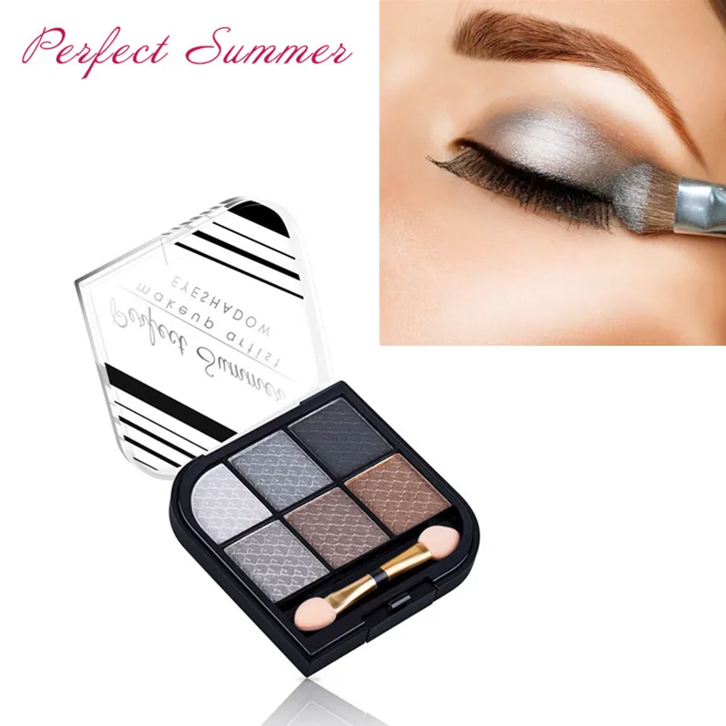 

Perfect Summer Eye Shadow Palette Six Colors Powder Makeup Natural Shimmer Eye Makeup Light Shimmer Matte EyeShadow Palette Set