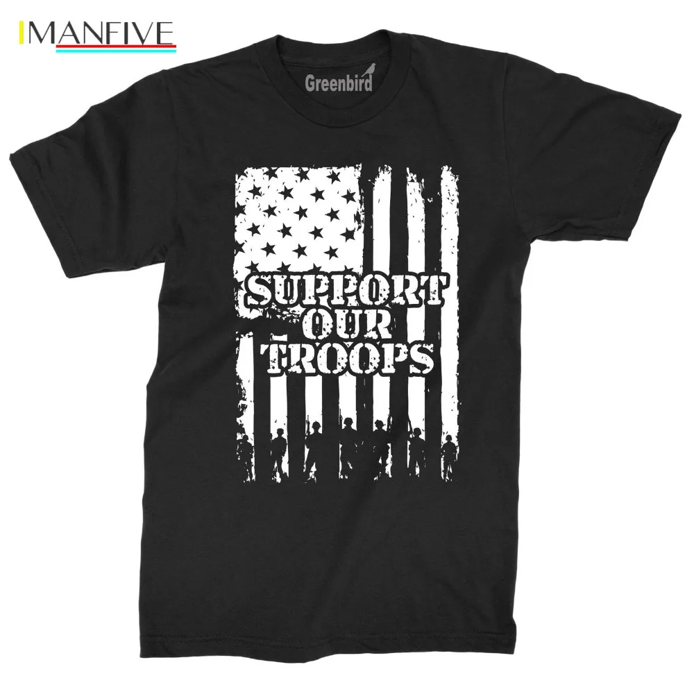

2019 Short Sleeve Cotton Man Clothing Support Our Troops T-Shirt Veteran Independence Freedom Flag Honor Patriot Tee Sleeve Hara