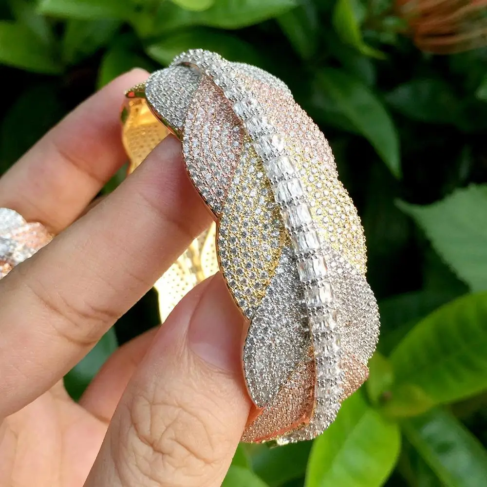 ModemAngel роскошный лист Форма браслет кольцо наборы модные Свадебные украшения наборы для женщин Свадебные кубический циркон кристалл