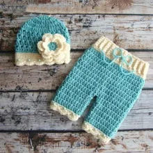 ; Милая небесно-голубая детская шляпа и брюки с цветами; Комплект для малышей; реквизит для фотосъемки новорожденных; хлопок