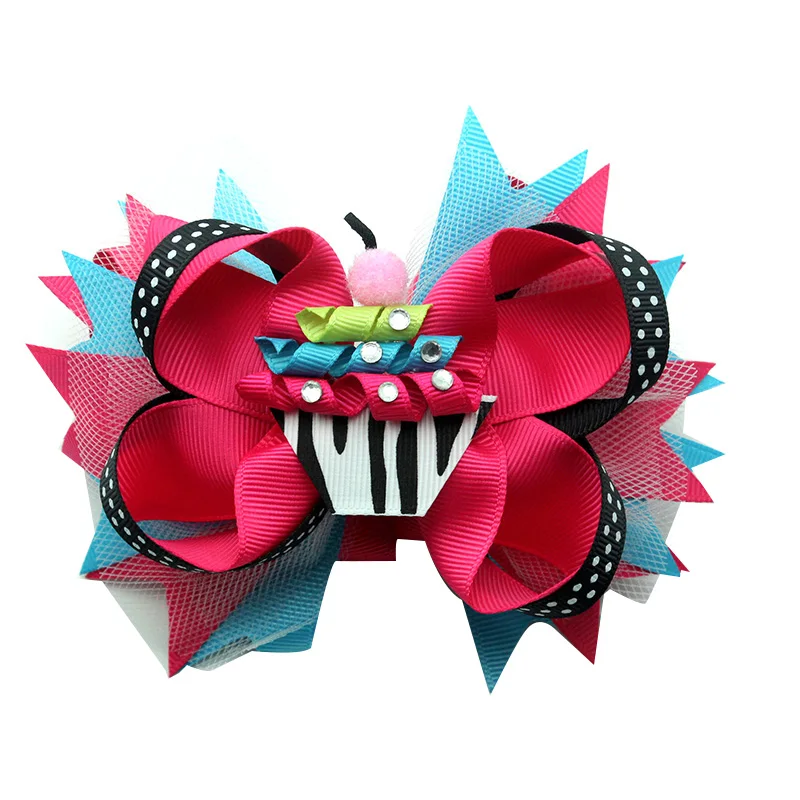 

5pcs 5 Inch Cute Kids DIY Ice cream Hair Bows For Children Back To School Hair Clips Cartoon Girls Headwer Hair Accessories gift