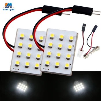 

YM E-Bright 2PCS Panel 1210 12 SMD 3528 Car LED Light 12V 1W Dome Led With T10 + Festoon Adapters Reading LightsTrunk Lamps 90Lm