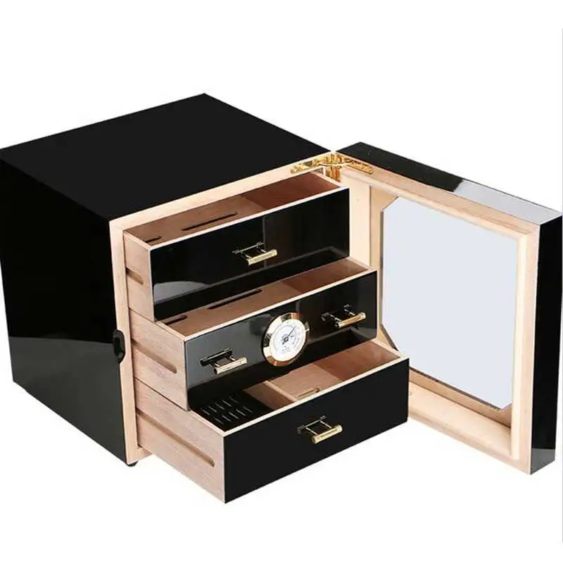 COHIBA Luxury Black High Glossy Finish Wooden Cigar ...