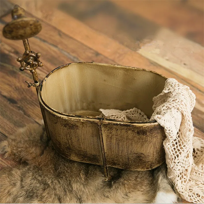 Baby Photography Studio Props Boy Iron Vintage Bathtub for Newborn Baby Posing Sofa Photo Shoot Accessories Props Fotografi