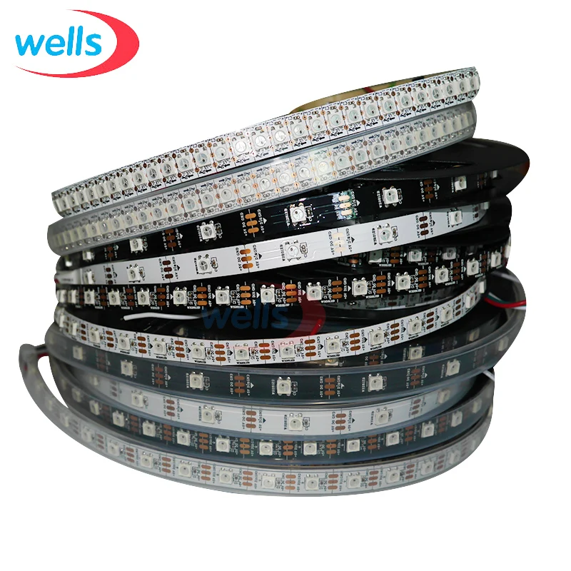 

1m/4m/5m WS2812B Smart led pixel strip,Black/White PCB,30/60/144 leds/m WS2812 IC;WS2812B/M 30/60/144 pixels,IP30/IP65/IP67 DC5V