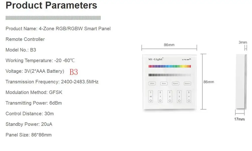 Milight B0 B1 B2 B3 B4 B8 4-Zone 8 Zone 2,4 GHz беспроводная wifi Сенсорная панель диммер/RGBW/RGB+ CCT светодиодный умный пульт дистанционного управления