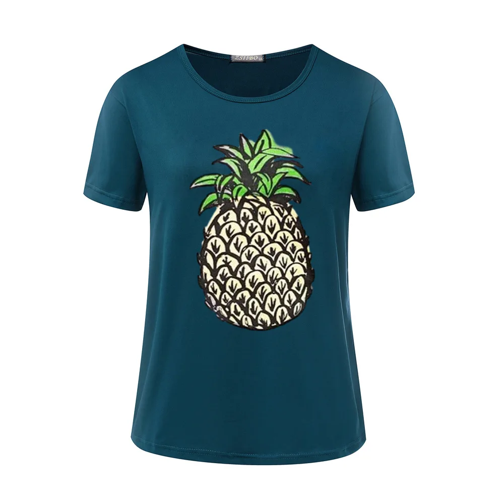 Женская Винтажная Футболка с принтом ананаса, уличная футболка с коротким рукавом, летняя футболка, vestidos ropa mujer T008