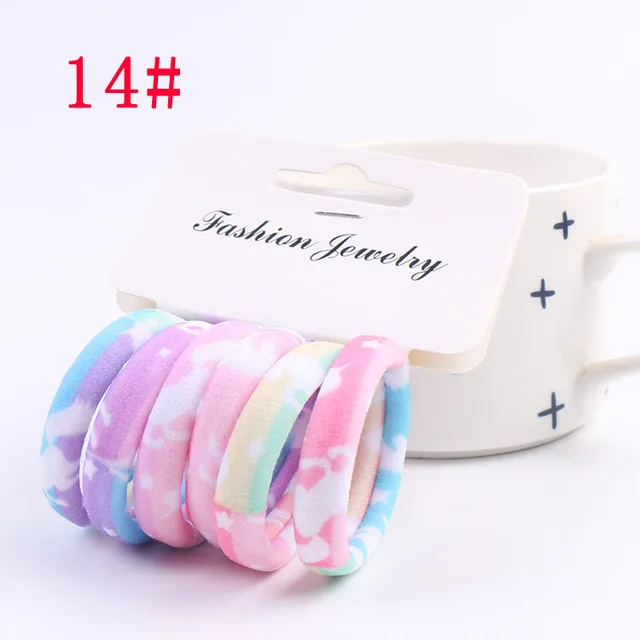 6PCS/Sett Cute Girls Elastic Hair Bands Scrunchies Ponytail Holder Rubber Bands Hair Ties Sweet Kids Hair Rope Hair Accessories style 14