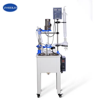 ZOIBKD F-20L Laboratory Equipment Single lined Vacuum Glass Reactor with High Borosilicate GG3.3 with PTFE agitator
